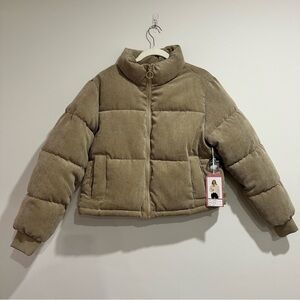 Women’s Tan Corduroy Puffer Jacket
